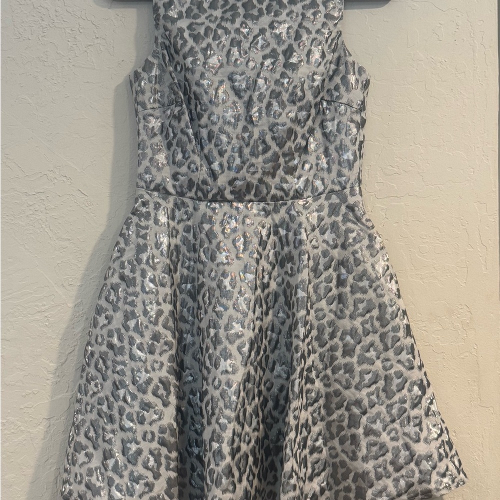 Lulu's Gray and White Leopard Print Fit and Flare Dress
